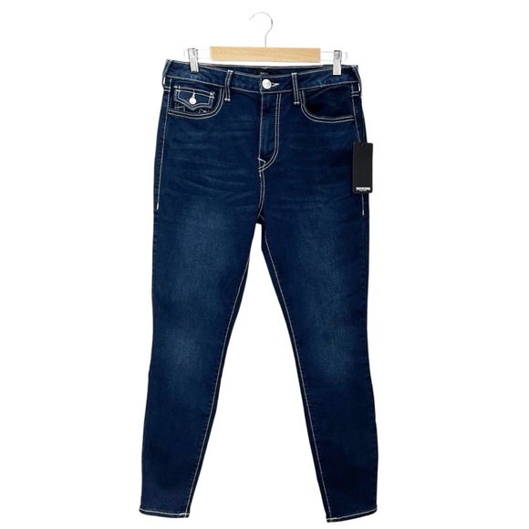 True Religion Jeans Halle Big T High Rise Flap Super Skinny Dark Wash 30/10 NWT - Picture 2 of 9